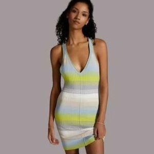 Anthropologie Daily Practice Tuvalu Striped Ribbed Racerback Sweater Dress